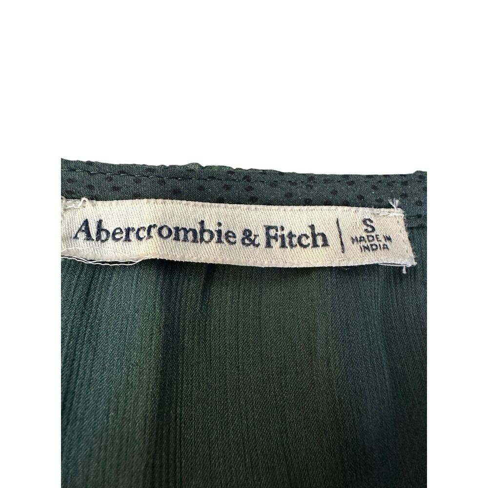 Abercrombie & Fitch Smocked Chiffon Women's Top-Size Small Balloon Sleeves Green - Picture 3 of 10